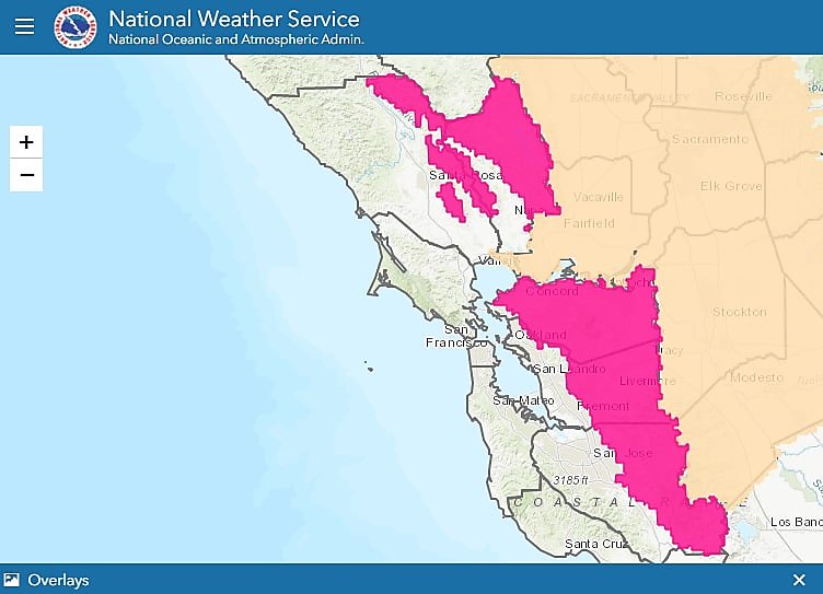 These parts of the S.F. Bay Area will be under a red flag warning this weekend, indicating heightened fire risk
